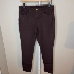 Michael Michael Kors Brown Skinny Pants Size 8 Gold Button Slim Fit